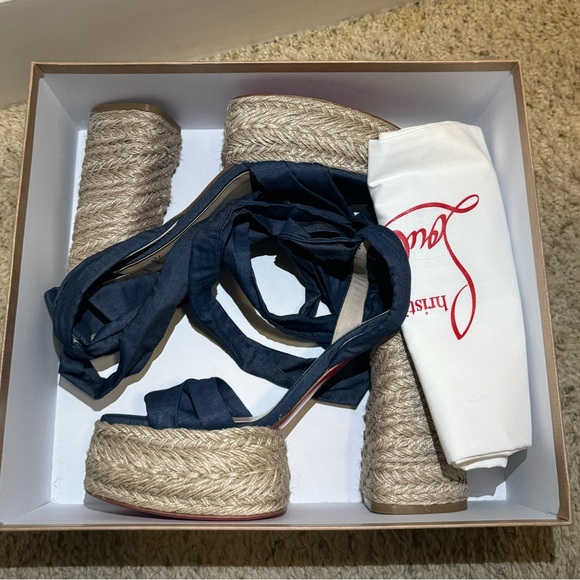 NWT Christian Louboutin MARIZA DU DESERT Platform Heels Espadrille Sandal Shoes - Picture 5 of 9